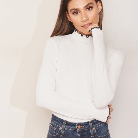 J. Crew Contrast Trim Ribbed Long Sleeve Roll Neck T-Shirt Size XS Maroon K3235 - Picture 9 of 9